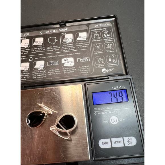 NEW Black onyx sterling silver teardrop earrings 7.49 grams - Picture 12 of 12